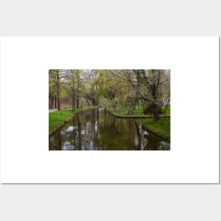 Park with water canals and trees Posters and Art